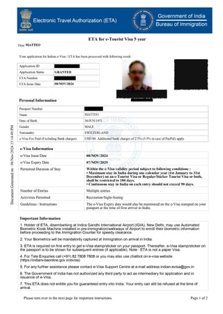  India 5-Years Tourist Visa