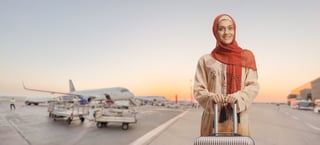 Arab women boarding a flight
