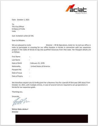 Business Invitation Indian Firm