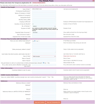 Employment Details of visa sought