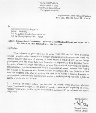 Documents required for India Conference Visa (Event Clearance)