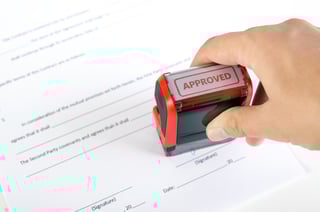 automatic stamp on the contract document approved agreements approve permit paperwork