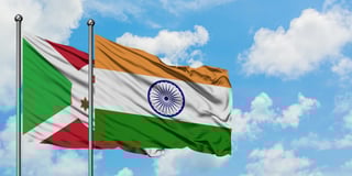 Burundi and India flags waving together