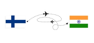 Flight and travel from finland to india by passenger airplane airplane route and country