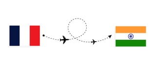 Flight and travel from france to india by passenger airplane airplane route and country