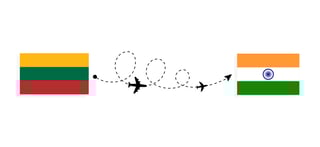Vol et voyage de la Lituanie vers l'Inde en avion de passagers, itinéraire et pays