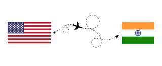 Flight And Travel From Usa To India By Passenger Airplane Airplane Route And Country Flags