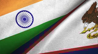 India And American Samoa Two Folded Flags Together