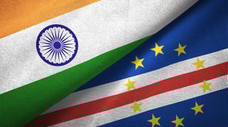 India and cape cabo verde two folded flags together