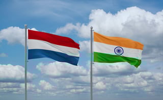 India And Luxembourg Flags Waving Together On Blue Cloudy Sky Two Country Relationship