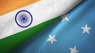 India And Micronesia Two Folded Flags Together