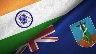 India And Montserrat Two Folded Flags Together