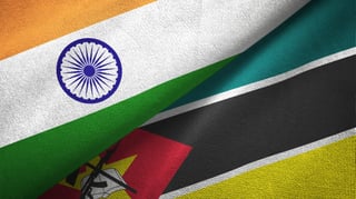 India And Mozambique Two Folded Flags Together