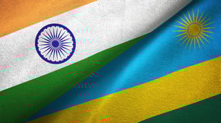 India And Rwanda Two Folded Flags Together