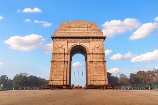 india gate under the clouds famous landmark of new delhi no people