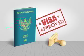 indonesia passport with visa approved wooden stamp for travel