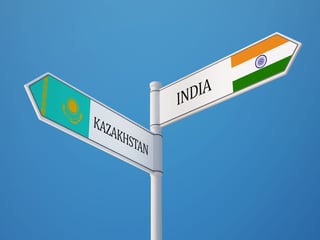 kazakhstan india high resolution sign flags concept