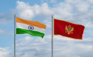 Montenegro And India Flags Waving Together