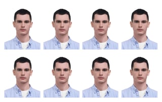 passport photo collage man on white background set of photos