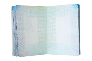 Passport with empty stamps isolated on white