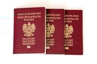 Polish Biometric Passports On White Background