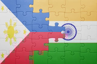 Puzzle avec le drapeau national de l'Inde et des Philippines