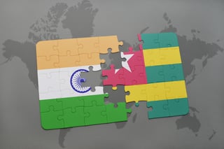 Puzzle With The National Flag Of India And Togo On A World Map Background
