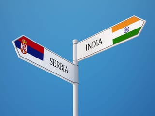 Serbia India High Resolution Sign Flags Concept