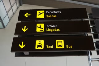 Signs Inside An International Airport