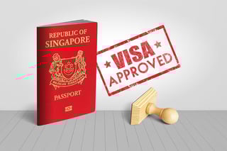 Singapore Passport With Visa Approved Wooden Stamp For Travel