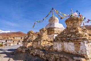 stupa at kibber village famous for snow leopard of kibber wildlife sanctuary located at