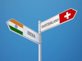 Switzerland India High Resolution Sign Flags Concept