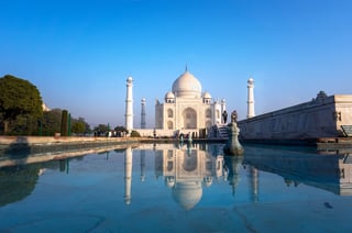 taj mahal on sunset
