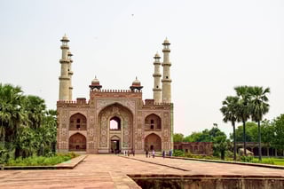 Tomb Of Akbar The Great In Sikadra Uttar Pradesh India With Indistinct Tourists
