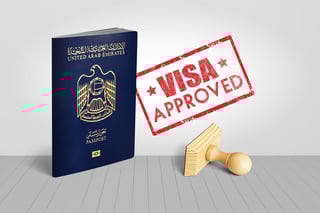 United Arab Emirates Passport with Visa Approved Wooden Stamp for Travel
