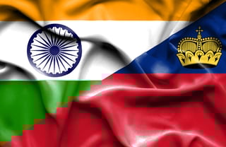 Waving Flag Of Lichtenstein And India