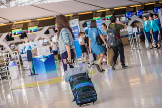 Woman Carries Luggage At The Airport Terminal
