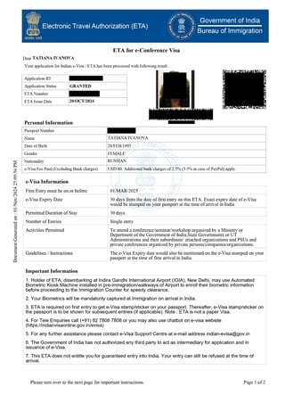 Indian visa documents required