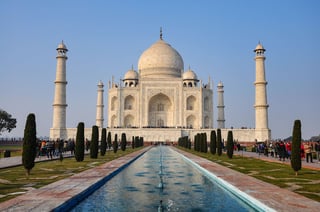 Taj Mahal Is A White Marble Mausoleum On The Bank Of The Yamuna River In Agra City Uttar