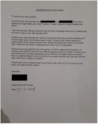 Under taking letter for 18+