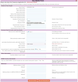 Details of visa sought