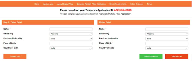 Applicant Father Mother Details