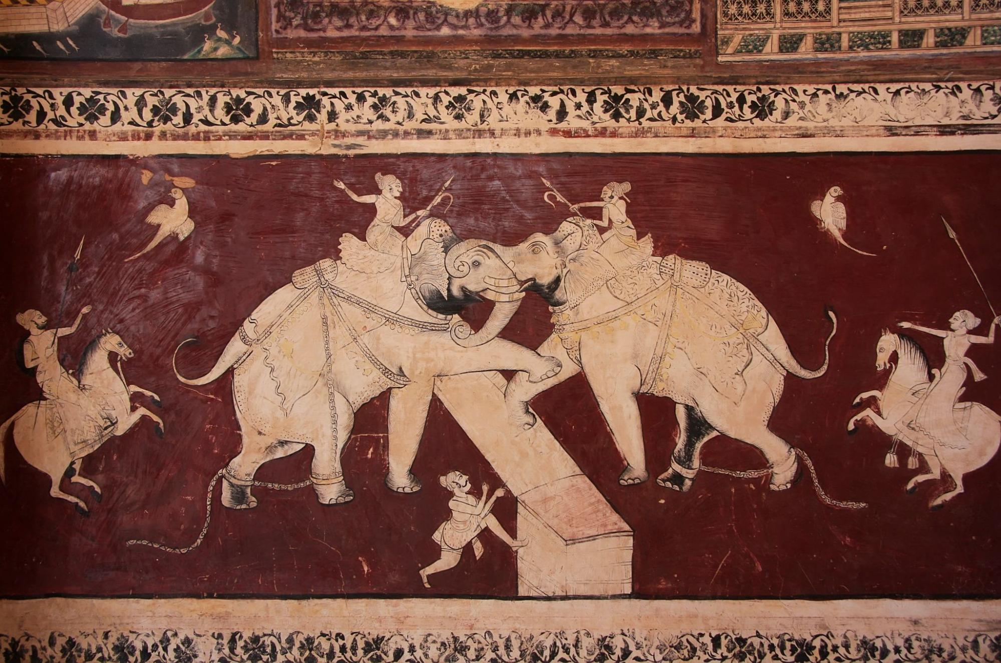 Gemälde in Chitrashala, Bundi Palace, Rajasthan, Indien