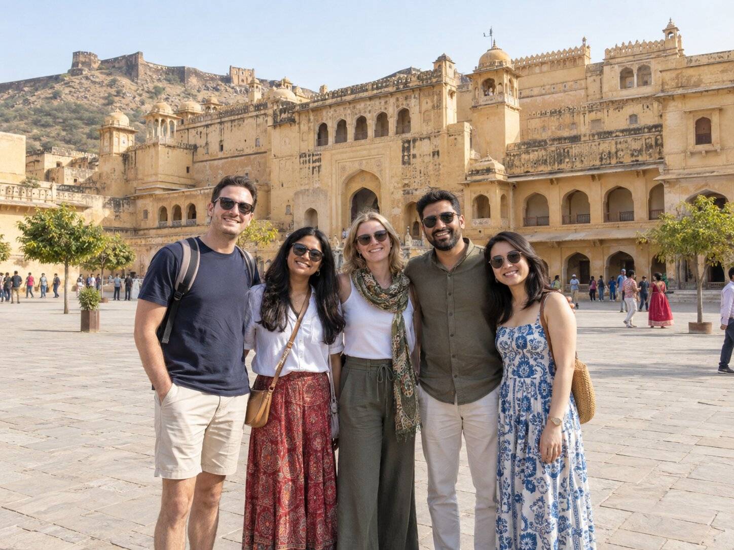 Freunde am Amber Fort in Jaipur