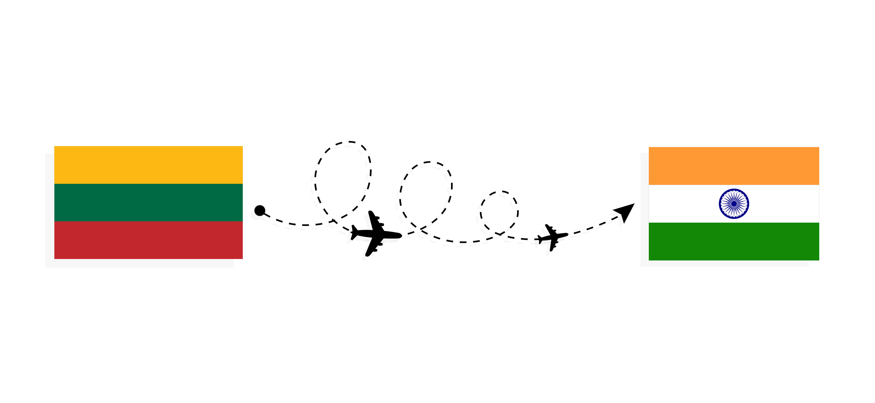 Flug und Reise von Litauen nach Indien mit Passagierflugzeug – Flugroute und Länder