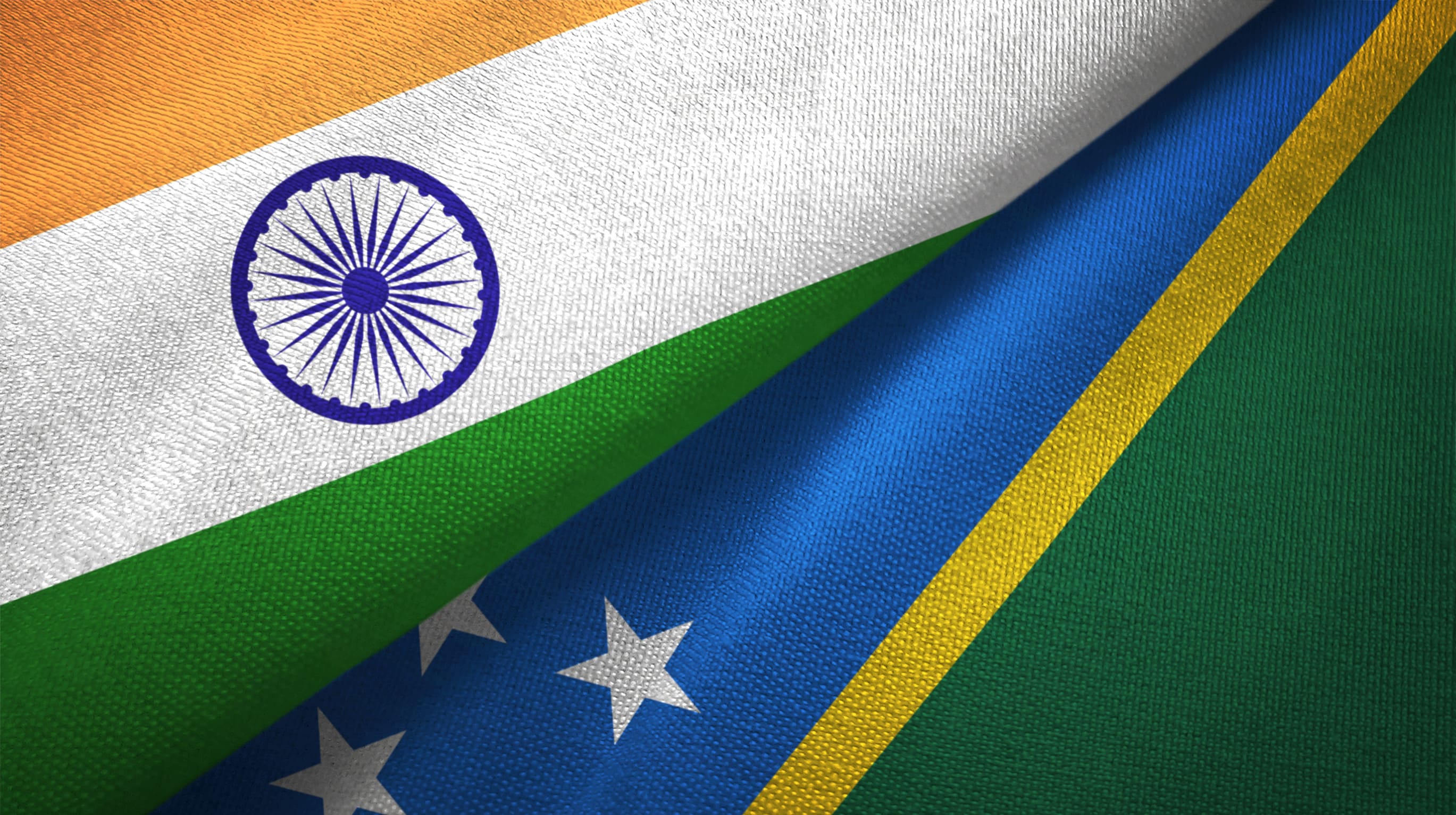 Indien und Salomonen Flaggen zusammen