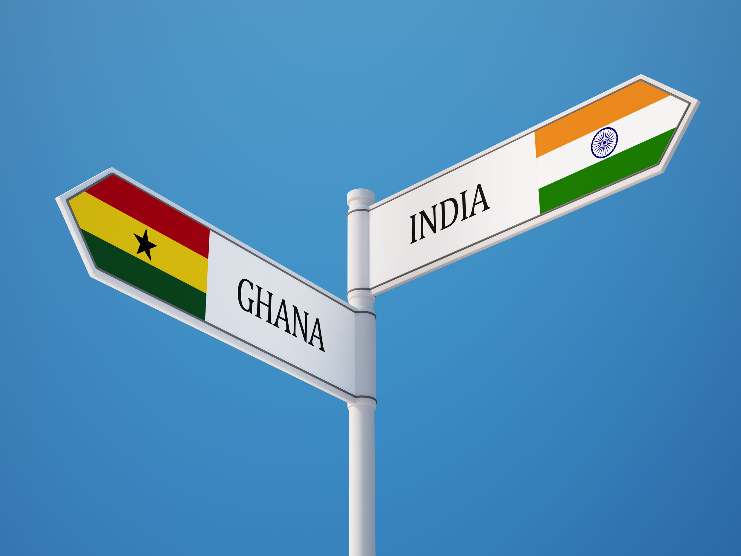Indien Ghana hochauflösende Schilder Flaggen Konzept