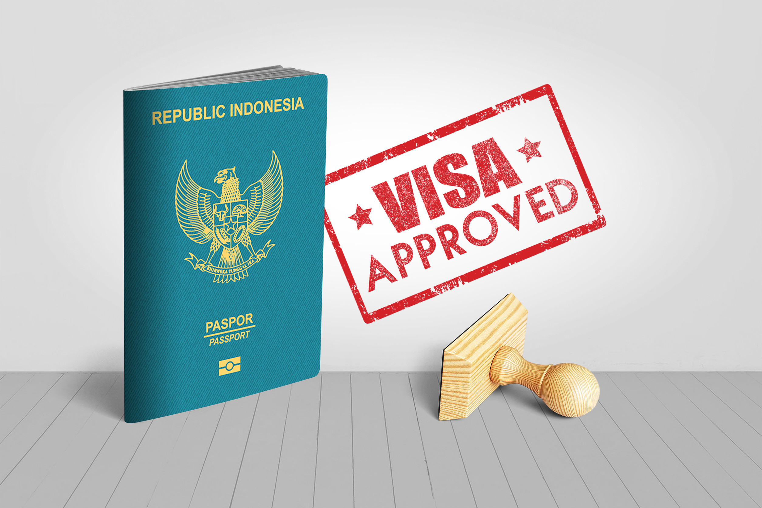 Indonesischer Reisepass mit Visum genehmigt Stempel für Reisen