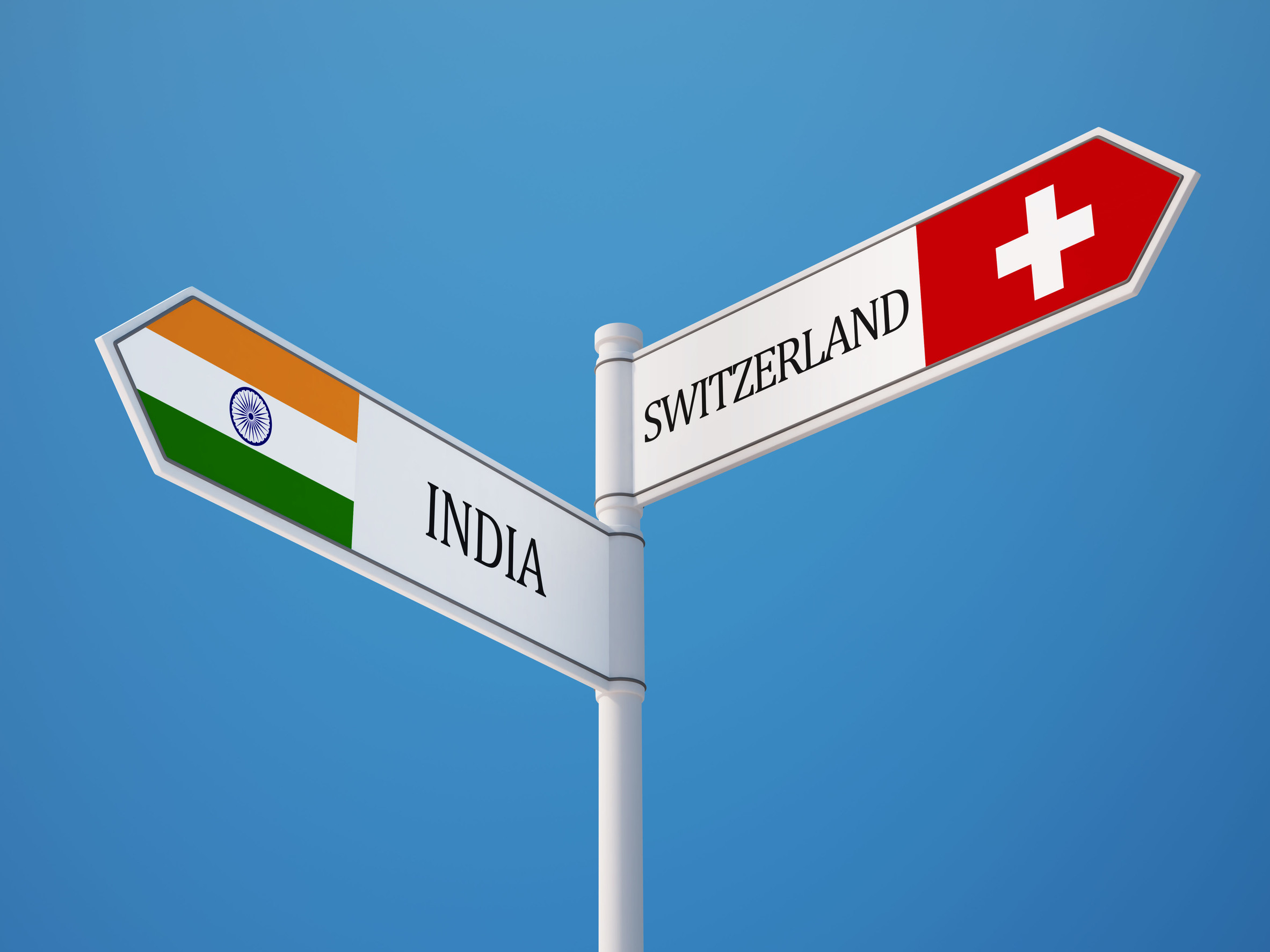 Schweiz Indien Hochauflösende Flaggenkonzept