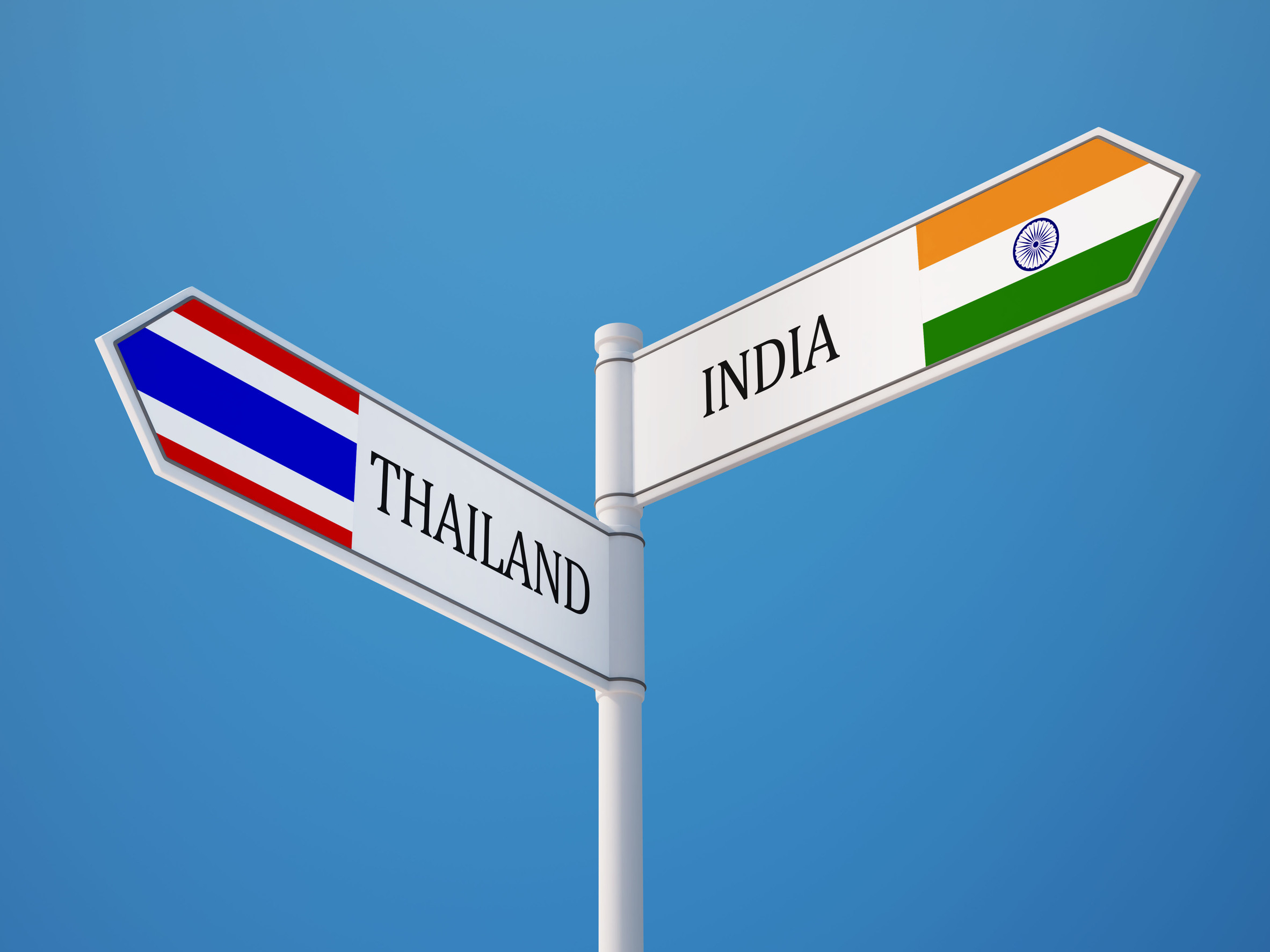 Thailand und Indien Flaggen Konzept
